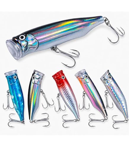 Amazon.co.jp: ポッパールアーセット 5個入り、6.5cm/12g、#6フック